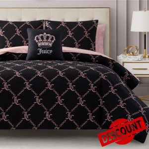 Juicy Couture Black Link Logo Printed Comforter Set