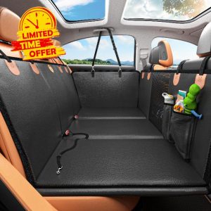 Back Seat Extender for Dogs - Waterproof Dog Car Seat Cover for Back Seat with Hard Bottom - 2024 Upgraded Material! Anti-Scratch! Safer! Easy to Use & Clean (Holds 400lbs)