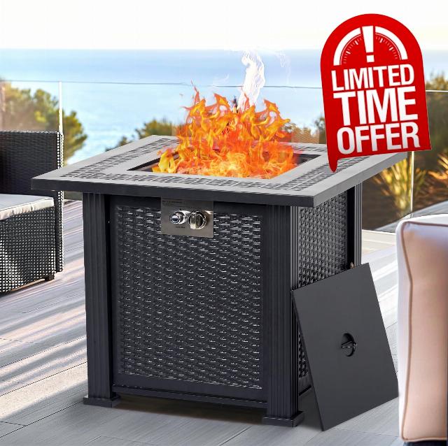 Towallmark 28 Inch Gas Fire Pit Outdoor Firepit Table