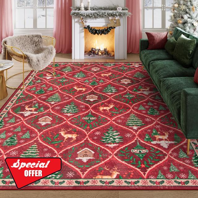 Lahome Christmas Rugs for Living Room