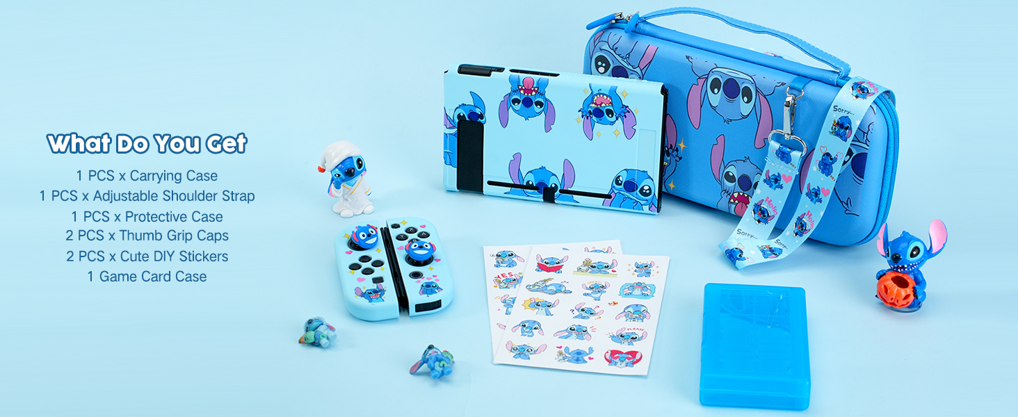 Switch Cases Bundle - carrying case, protective case,game card case, thumb grips