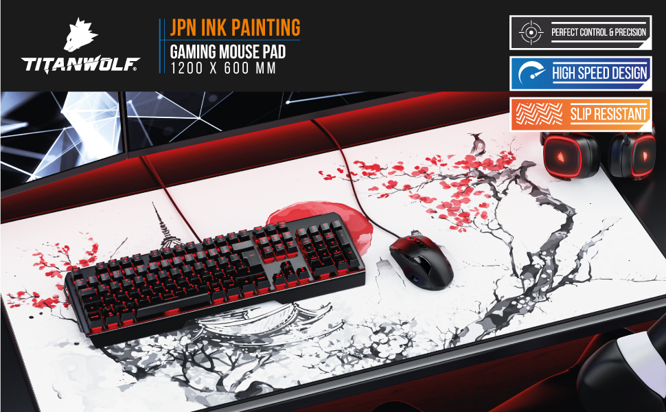 306583 TITANWOLF - XXL Mouse Mat - Mouse Pad 1200 x 600