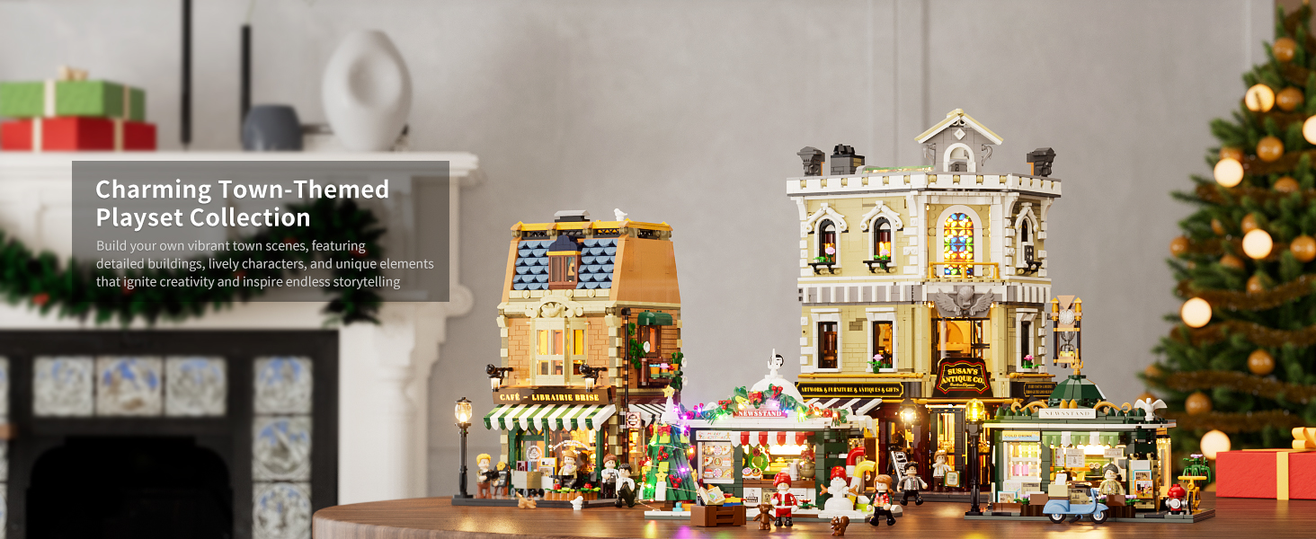 Funwhole Christmas Newsstand Lighting Building-Bricks Set - City Town Christmas House