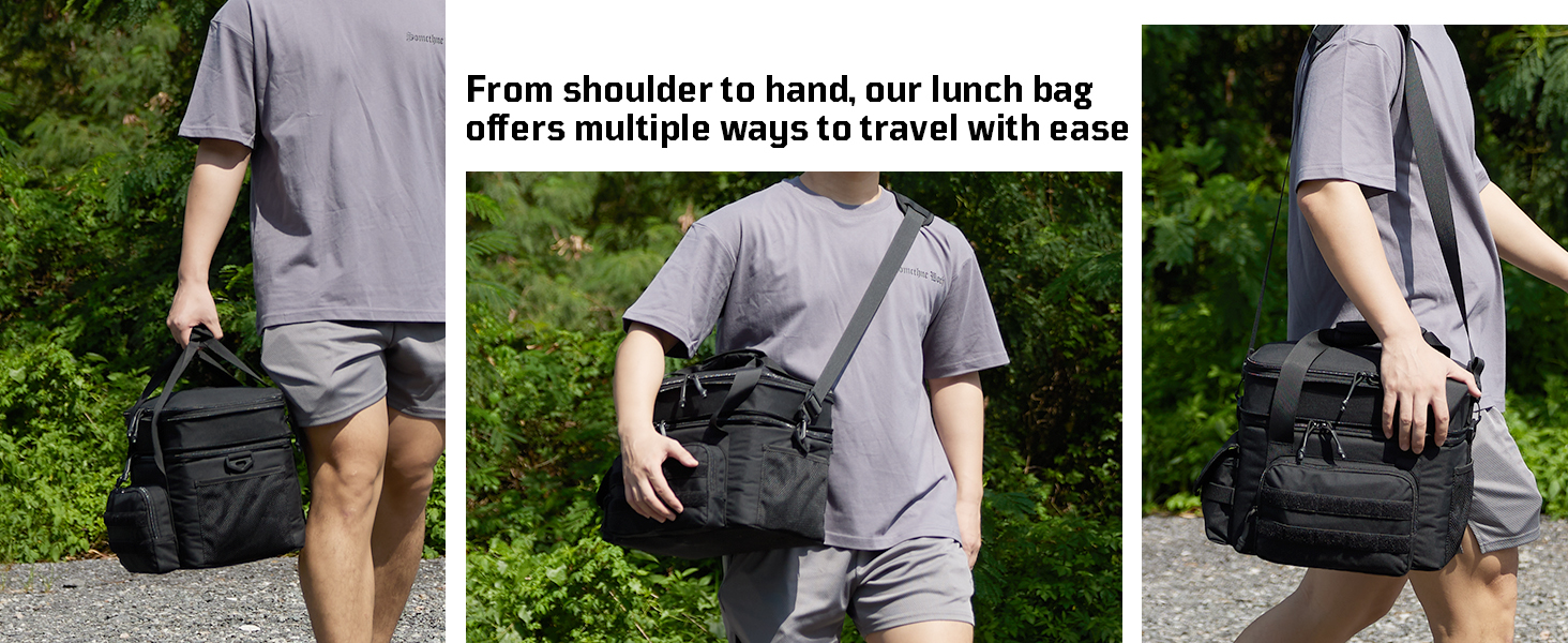 1TG Tactical Insulated Lunch Bag, Expandable Lunch Box for Men, Leakproof Large Cool Bag