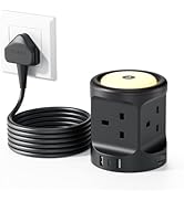 Cube Extension Lead with 4 USB Slots, Kemelo 4 Way (13A/3250W) Multi Plug Extension Cable with Ch...
