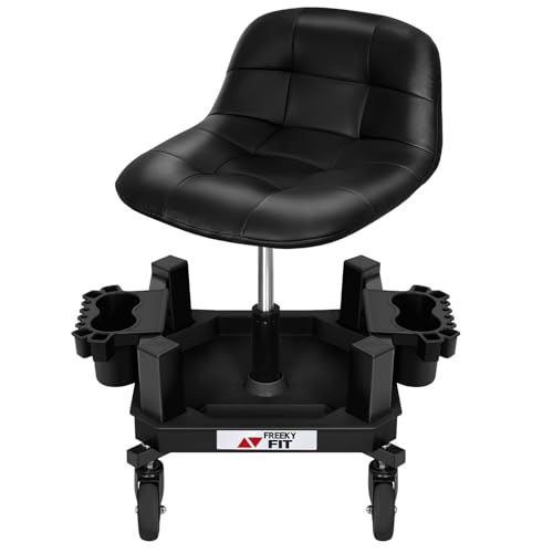 Adjustable Shop Stool Mechanic Stool Seat Garage Shop Roller Work Chair Mobile Rolling Seat with Tool Tray