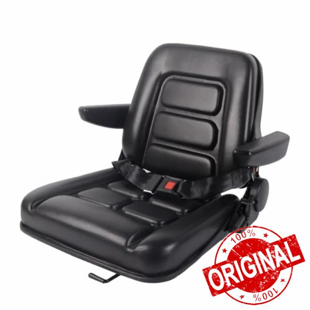 Universal Forklift Seat with Seat Belts and Handrails Tractor Seat 75°-170° Adjustable Angle Back
