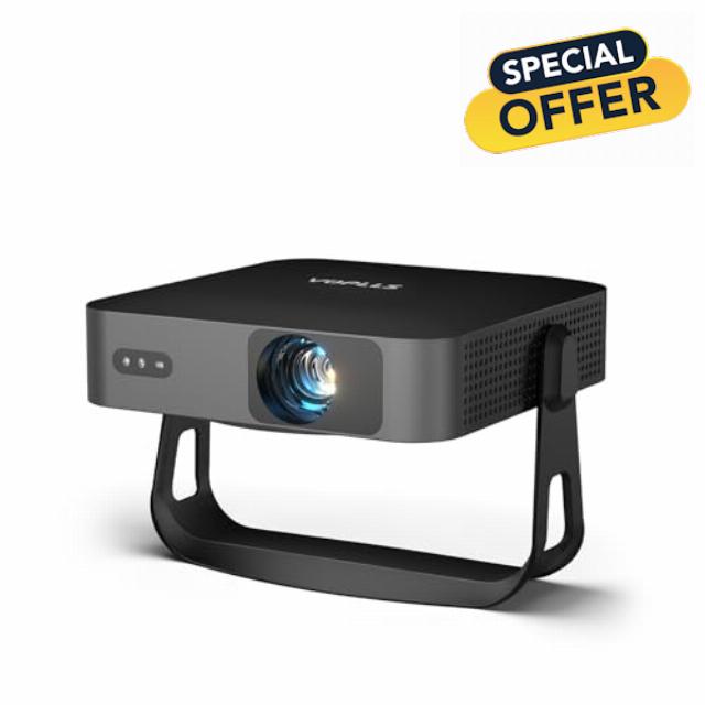 【360°Adjustable Stand & Auto Focus/Keystone】Mini Projector with WiFi and Bluetooth