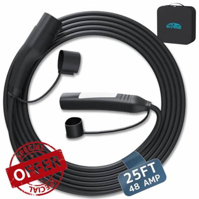25ft Extension Cord for Tesla 11kW 48A 240V Extension Cable for Tesla Charger Compatible with Model 3/Y/X/S/Cybertruck