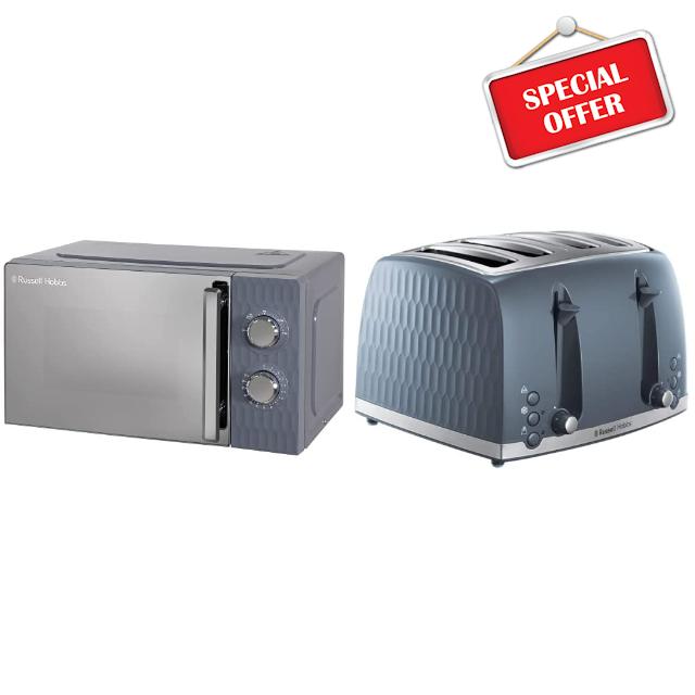 Russell Hobbs Honeycomb RHMM715G 17 Litre 700W Grey Solo Manual Microwave with 5 Power Levels
