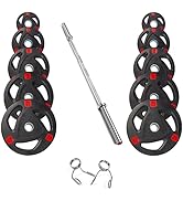 Strongway Olympic Bumper Weight Plates Colour Coded (5KG 10KG 15KG 20KG 25KG) Discs for Barbell ...