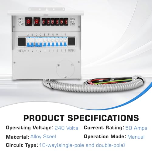 12500W Generator Transfer Switch with 2 Digital Display Energy Meter