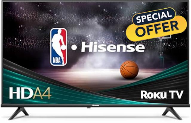 Hisense 32-Inch Class A4 Series HD 720p Smart Roku TV with Alexa Compatibility (32A4HNR