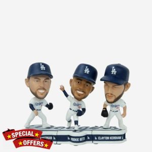 Freddie Freeman Mookie Betts & Clayton Kershaw Los Angeles Dodgers Connecting Base 3 Pack Mini Bighead Bobblehead Set Bobblehead MLB