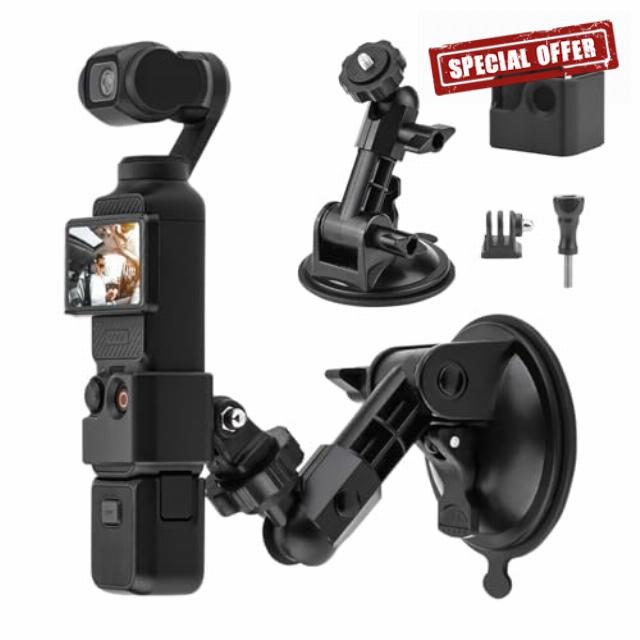 iEago RC Suction Cup Mount for DJI Osmo Pocket 3,Action Camera Car Windshield Window Vehicle Boat Camera Suction Cup Bracket Holder for Insta360 X4 X3 X2 ONE R RS GO 3/for GoPro Hero 12 11 10 9 8 7