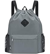 WANDF Drawstring Backpack Sports Gym Bag with Shoes Compartment, Water-Resistant String Backpack ...