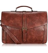 Estarer Mens Slim Leather Briefcase 15.6 Inch Laptop Satchel Messenger Bag for Work Business Office
