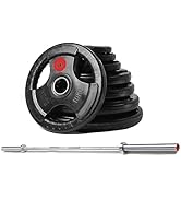 Strongway Olympic 50KG 70KG 100KG Bumper Weight Plates Sets with 6FT 7FT Barbell - 2 Inch (2