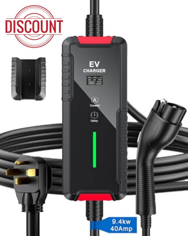 Level 1 & 2 Portable EV Charger 40Amp 240V 9.6KW 25 FT Electric Vehicle Charging Stations with NEMA 14-50
