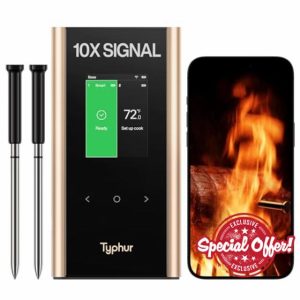 Sync Gold Wireless Meat Thermometer Digital with Dual 10X Signal Probes