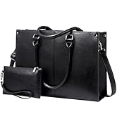 LOVEVOOK Laptop Bags for Women,15.6 Inch PU Leather Tote Bag with Wristlet Pouch, Retro Ladies Ha...