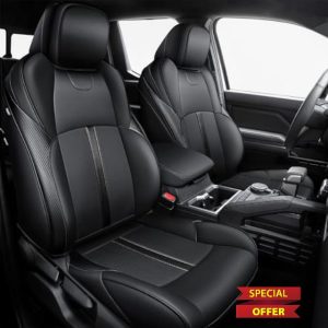 Leather Seat Covers Custom Fit for 2024 2025 Tacoma Gen 4th Double Cab - Fully Covered - Fit Like a Glove - Center Console Armrest Covers Included - for Tacoma Accessories