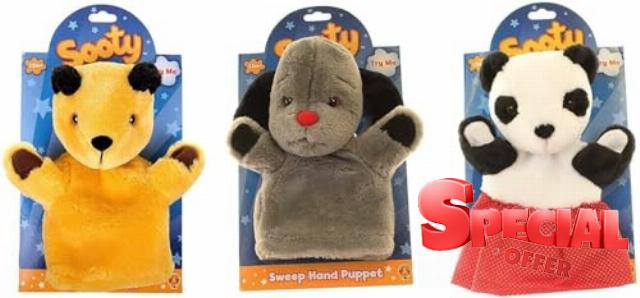 The Sooty Show Hand Puppet Soft Toy Set - Sooty Sweep and Soo 3 Pack