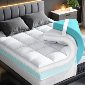 2" Fluffy Pillow Top Queen Mattress Topper Plus 2" Odor-Free Cooling Gel Memory Foam Ultra Comfort Mattress Pad Cover