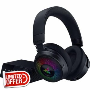 Razer Kraken V4 Pro Wireless Gaming Headset: OLED Control Hub - HD Haptics - 2.4GHz Wireless - Bluetooth - USB - 3.5 mm - Super Wideband Mic - For PC