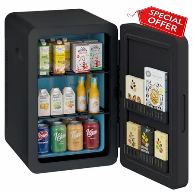 smilesun Mini Fridge 22Liter/30 Cans Cooler and Warmer Portable Mini Fridge for Bedroom with Adjustable Shelves