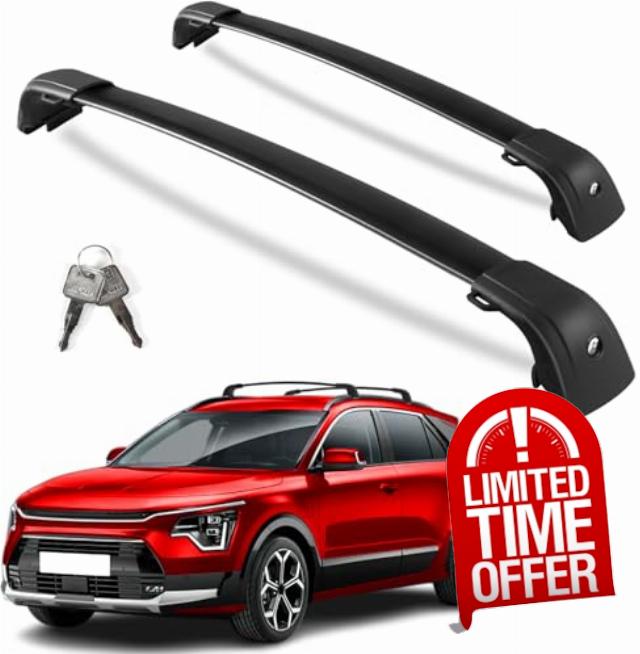 220lbs Lockable Roof Rack Cross Bars Compatible with Kia NIRO 2023 2024 2025 with Flush Side Rails