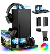 MENEEA Upgraded RGB Charging Stand with Cooling Fan for Xbox Series X Console & Controller,Dual C...