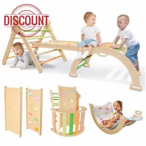 Pikler Triangle Set Climbing Toys 7 in 1