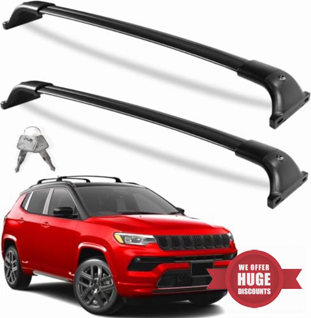260lbs Lockable Roof Racks Cross Bars Compatible with Jeep Compass 2018-2025