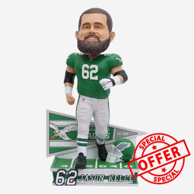 Jason Kelce Philadelphia Retro Kelly Green Uniform Bobblehead Eagles