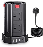 Cube Extension Lead with 3 USB Slots and Night Light, 4 Way (13A/3250W) Multi Plug Extension Cord...