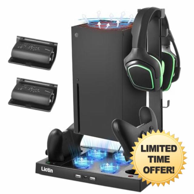 Lictin Cooling Stand & Stand and Cooling Station with Dual Charger for Series X | Upgraded 4-Fan System