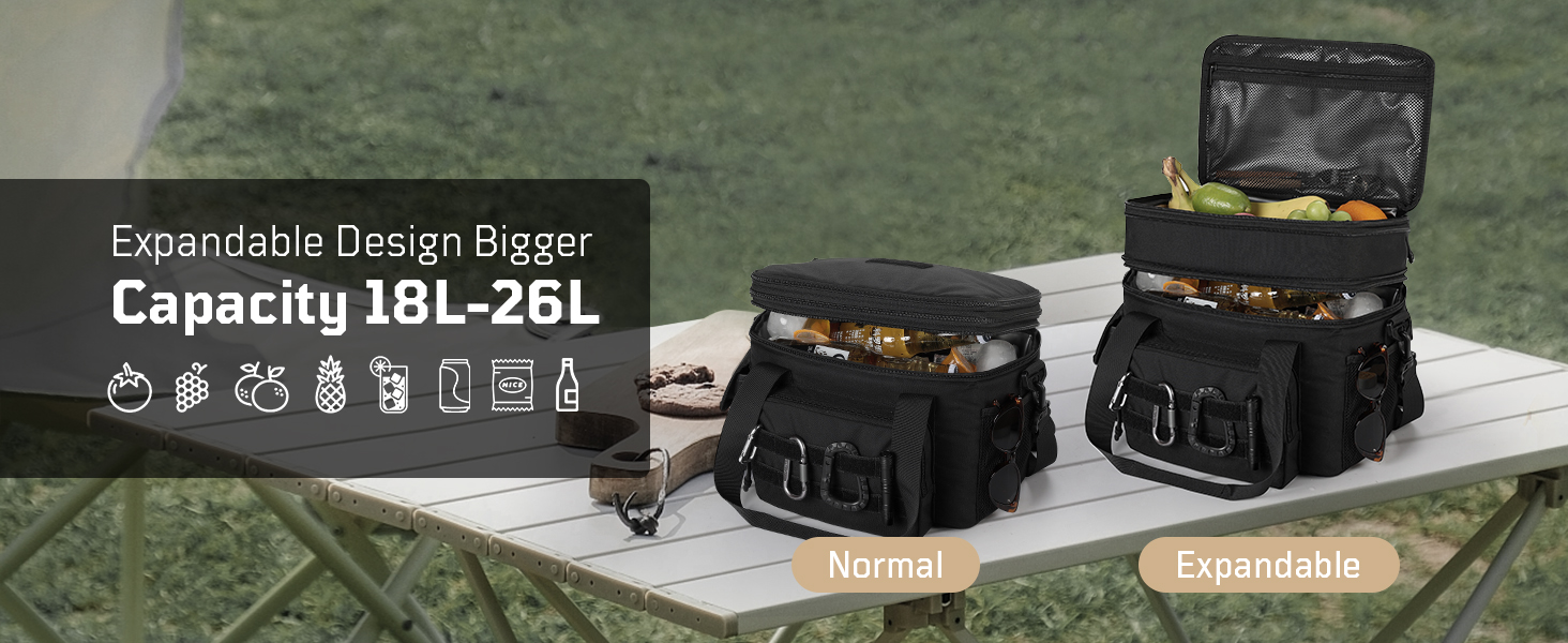 1TG Tactical Insulated Lunch Bag, Expandable Lunch Box for Men, Leakproof Large Cool Bag