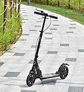 HOMCOM Adult Teens Kick Scooter Foldable Height Adjustable Aluminum Ride On Toy for 14+ with Rear...