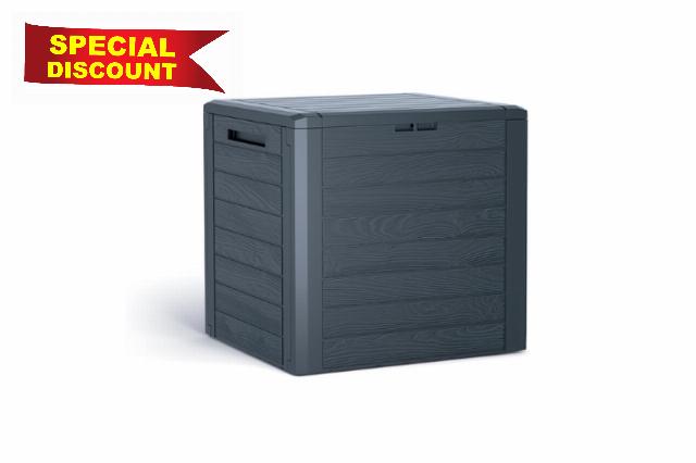 Stolmet Garden Storage Box | Realistic Wood-Look Design | Weather-Resistant Outdoor Cushion Chest | 280L