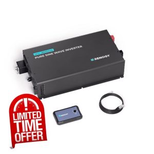 Renogy 3000W 12V Pro Pure Sine Wave Inverter 12V DC to 110V 120V AC Built-in Bluetooth