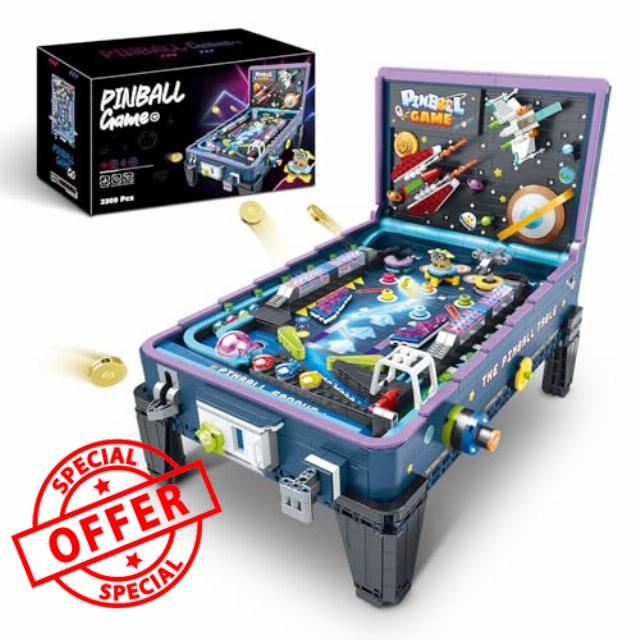 Pinball Machine Building Block Toy - with Visual and Sound Effects