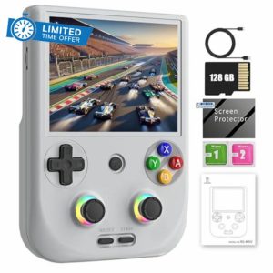 RG406V Handheld Game Console RG 406V 4-inch IPS Multi-Touch Screen Retro Game Console 128G UFS2.2 Android 13 Retro Emulator RG406V 5500mAh Battery Support 1080p DP Output WiFi Bluetooth Gray