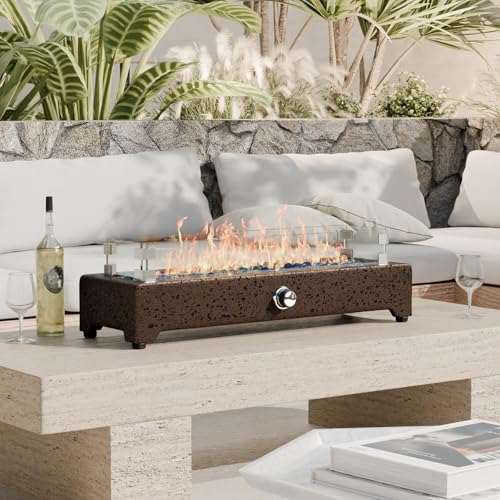 Indoor/Outdoor Mini Small Table Fireplace with Rectangular Magnesium Oxide Base