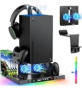 Charging Stand with Cooling Fan for Xbox Series X Console & Controller,Vertical Dual Charger Stat...