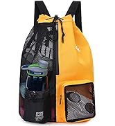 WANDF Swim Bag Mesh Drawstring Backpack with Wet Pocket for Swimming, Gym, and Workout Gear