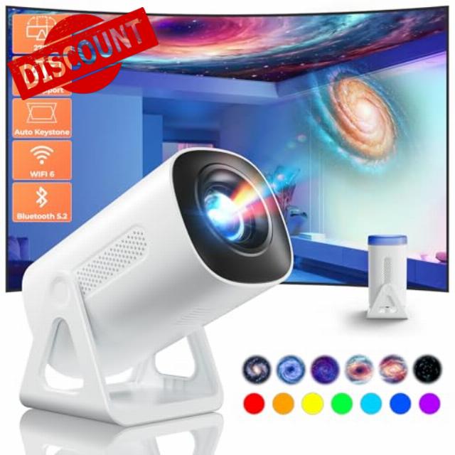 Portable WiFi and Bluetooth Projector - 4K 1080P Supported Mini Movie Projector