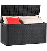 YITAHOME Heavy Duty 450L Large Resin Deck Boxes, Garden Storage Box Waterproof, Weather Resistant...