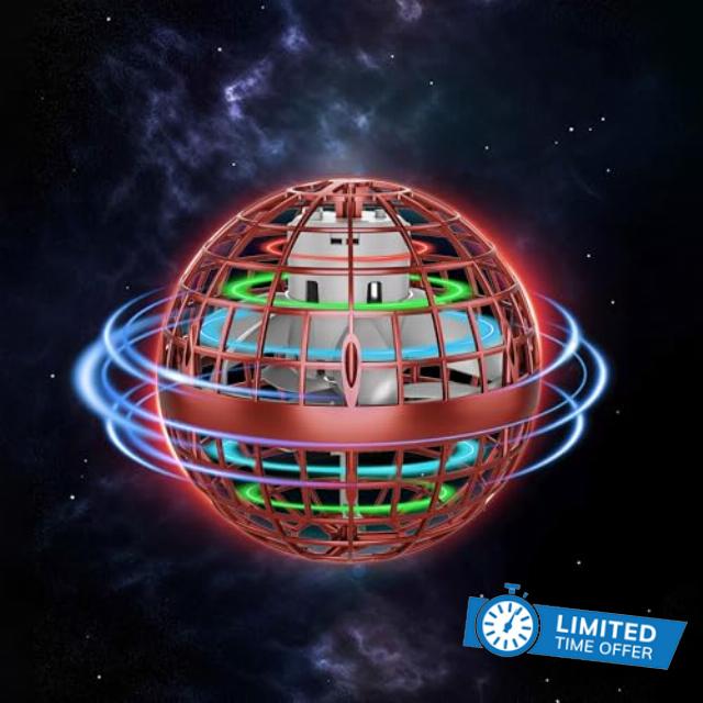 Flying Ball Toys,Hover Boomerang,Globe Shape Magic Controller Mini Drone,RGB Lights Spinner 360 Rotating Spinning,Cool Stuff Birthday Presents for Boy Girl Teens 6+ Year (red)