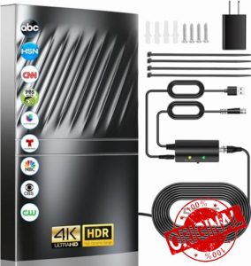 3000+ Miles Range TV Antenna-2024 Newest Digital Antenna for Smart TV Indoor-HD Antenna for TV Indoor Outdoor for Local Channels with Amplifier and Signal Booster-52ft Coax HDTV Cable/AC Adapter
